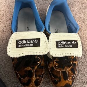 Adidas x Wales Bonner Samba Pony Shoes - Leopard Print and Blue